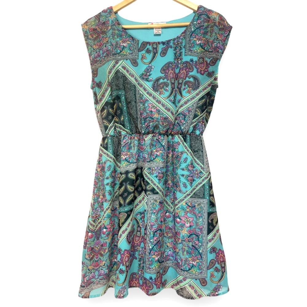 LUSCIOUS LOS ANGELES Colorful Paisley Woman's Dress Midi, Size S